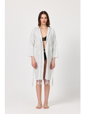 Mulberry Makro Kadın Bornoz Peştemal Plaj Elbisesi Pareo