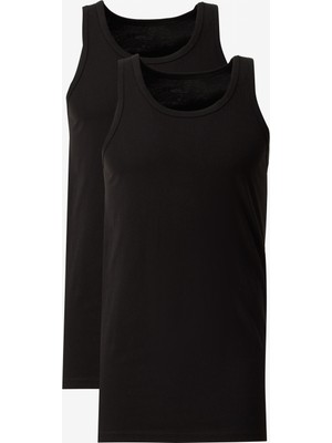 Altınyıldız Classics Erkek Siyah Standart Fit Normal Kesim %100 Pamuk 2'li Atlet Paketi