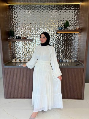 Sasilva Kuşak Detaylı Boyunda Taş İşlemeli Abiye Elbise  ELB16090