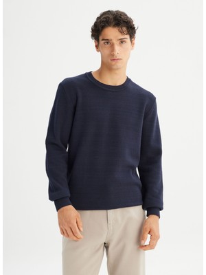 Lee Bisiklet Yaka Regular Fit Lacivert Erkek Kazak L2520373410 Lacivert Kazak