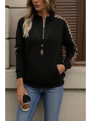 Mareandpanda Kadın Uzun Kollu Balıkçı Yaka Önden Fermuarlı Polar Bluz