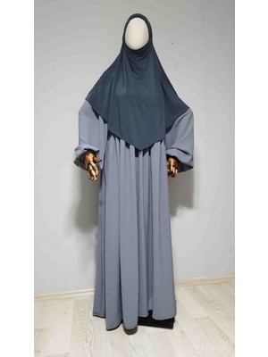 Ahrar Tesettür Kısa Boy Sandy Sufle Khimar Hazır Hijab Eşarp Füme