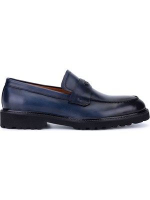 Tamer Tanca Erkek Hakiki Deri Lacivert Loafer Ayakkabı 1170 01 Erk Ayk SK25-26 Lacı Spr