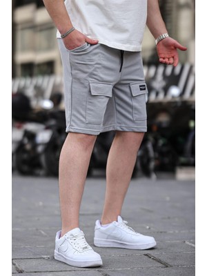 Madmext Boyalı Gri Erkek Basic Şort 6533