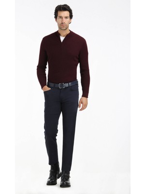 Ramsey Lacivert Düz Dokuma Slim Fit Casual Pantolon