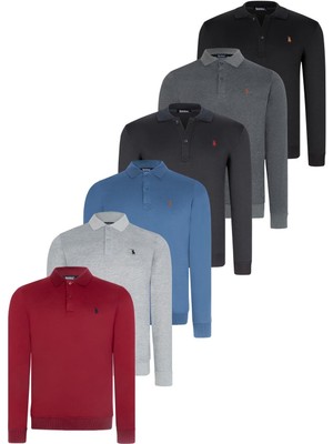 Altılı Set V4007 Dewberry Erkek Sweatshırt-Siyah-Lacivert-Antrasit-Gri-Bordo-Indigo