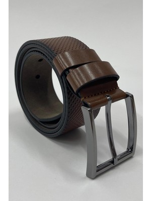 Madmext Kahverengi Suni Deri Desenli Erkek Kemer 7223