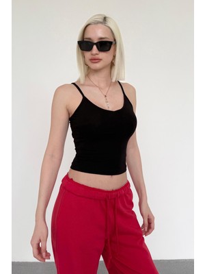 Madmext Siyah Askılı V Yaka Atlet MG2454