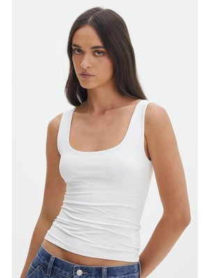 Madmext Ekru Kalın Askılı Kadın Bluz MG1998