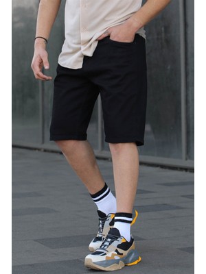 Madmext Siyah Basic Kısa Kapri Şort 6346