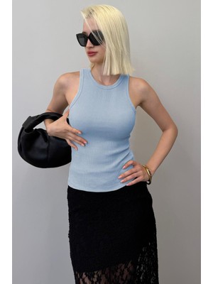 Madmext Mavi Kalın Askılı Regular Kesim  Basic Atlet MG2059