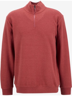 Limon Bato Yaka Düz Örgü Desenli Kiremit Erkek Sweatshırt MML5WM-SWT9517