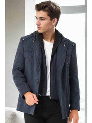 K9532 Dewberry Erkek Kaban-Diagonal Lacivert