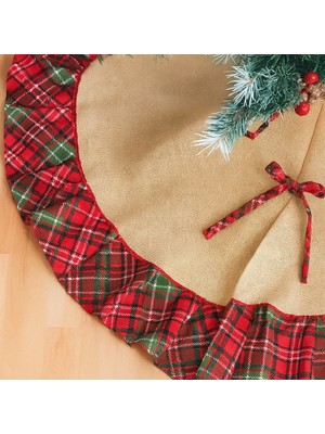 Biz Class Yılbaşı Ekoseli Çam Ağacı Örtüsü Noel Eteği 130 Cm