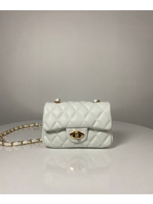 Mini Kapitone Örme Zincirli Kadın El ve Omuz Çantası