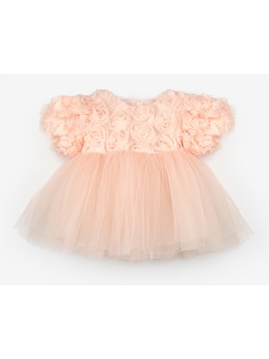 Le Mabelle Somon  Gül Detaylı Kız Bebek Elbise - Elina