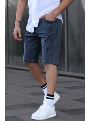 Madmext Füme Yırtık Detaylı Jean Kapri Şort 6345