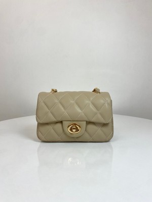 Mini Kapitone Örme Zincirli Kadın El ve Omuz Çantası