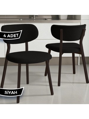 Canisa Toldy Serisi 4 Adet Bukle Kumaş Mutfak Sandalyesi Kahve Metal Ayak