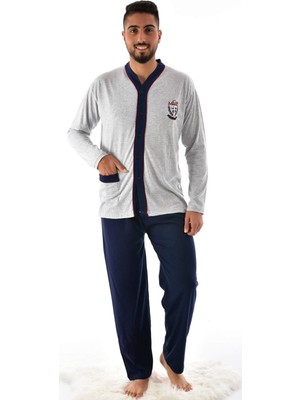 Rimoli Erkek 960 Uzun Kol Boy Düğmeli Süprem Pijama Takımı GRİ