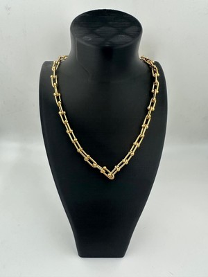 Stainless Steel Altın Rengi Dikdörtgen Halkalı Zincir Kolye Modern ve Şık Tasarım