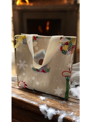 2A Yılbaşı Temalı Bez Alışveriş Çantası