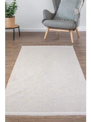 Estiva Home Beyaz Krem Şönil Dokuma Kilim Halı – Hasır / Sisal Desen, Salon, Mutfak, Oturma ve Çocuk Odası Yolluk Halısı
