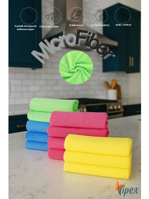 Vipex 10 Adet Ultra Emiciliğe Sahip 240 Gsm Mikrofiber Bez 40X40