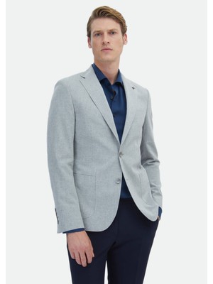 Ramsey Gri Düz Zeroweight Slim Fit Pamuk Karışımlı Ceket
