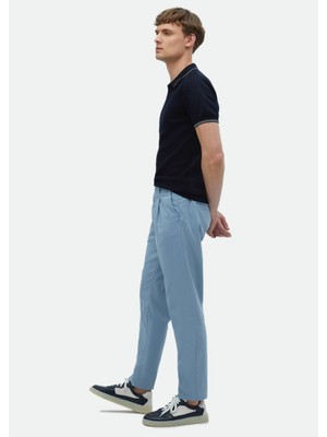 Ramsey Mavi Düz Dokuma Regular Fit Casual Pamuk Karışımlı Pantolon