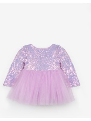 Le Mabelle Lila  Pullu Uzun Kollu Kız Bebek Elbise - Berry