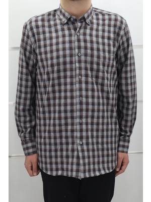 Cliente Fistan Store Erkek Ekose Klasik Kesim Rahat Kalıp Tek Cepli Kışlık Kaşmir Gömlek