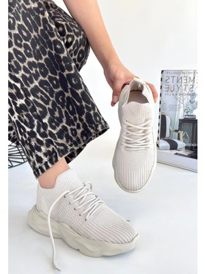 Zengezur Mall Mtxdpn Henta Bej Triko Bağcıklı Spor Ayakkabı (Numara: 37)