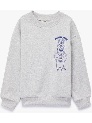 Koton Erkek Bebek Canavar Baskılı Uzun Kollu Bisiklet Yaka Sweatshirt