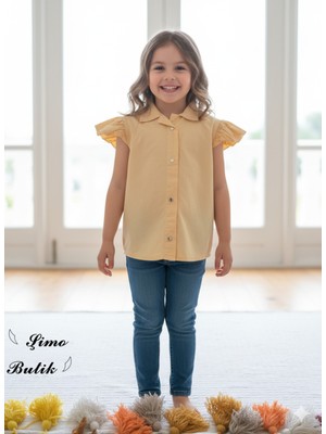 Şimo Butik Bayramlık Kız Çocuk Gömlek Paraşüt Holiday