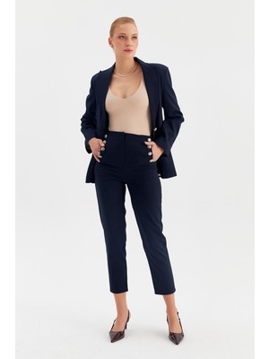 Nish&Chic Gümüş Düğmeli Binici Pantolon