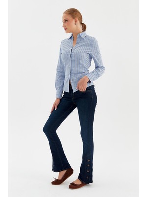 Nish&Chic Çıtçıtlı Flare Esnek Jean