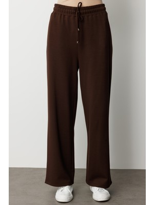 Mizalle Beli Lastikli Yumuşak Dokulu Kahverengi Jogger Panto