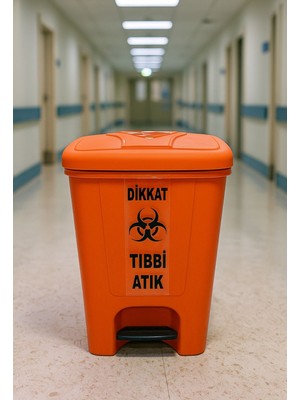 Loremp Tıbbi Atık Kutusu 40 Lt Pedallı Çöp Kutusu Turuncu Renk