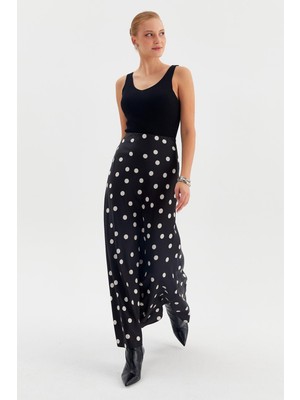 Nish&Chic Puantiyeli Maxi Saten Etek
