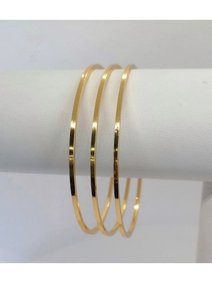 Boreno 2 Yıl Garantili 3'lü Ajda Bilezik Paslanmaz Çelik Üzeri 14 Ayar Altın Kaplama