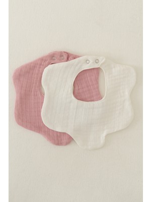 Elibaby 2'li  Organik Pamuk 8 Katlı Multi Müslin Çiçek Model Kız Bebek Salya ve Mama Önlüğü, Fular