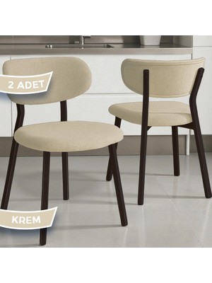 Canisa Toldy Serisi 2 Adet Bukle Kumaş Mutfak Sandalyesi Kahverengi Metal Ayak