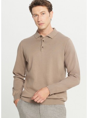 Altınyıldız Classics Polo Yaka Standart Vizon Erkek Kazak ACE043261436_VIZ