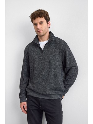 Back & Bond Regular Fit Yarım Fermuarlı Dik Yaka Sweat Erkek Sweat B35W12016 102