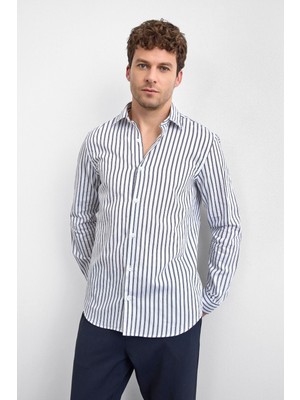 Back & Bond Çizgili Pamuklu Regular Fit Uzun Kollu Gömlek Erkek Gömlek B35W20012 119