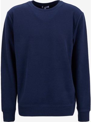 Limon Bisiklet Yaka Düz Örgü Desenli Lacivert Erkek Sweatshırt MML5WM-SWT9518