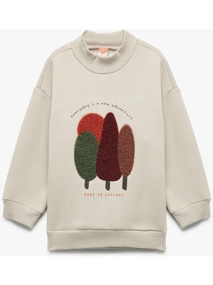 Koton Erkek Bebek Nakışlı Uzun Kollu Şardonlu Dik Yaka Sweatshirt
