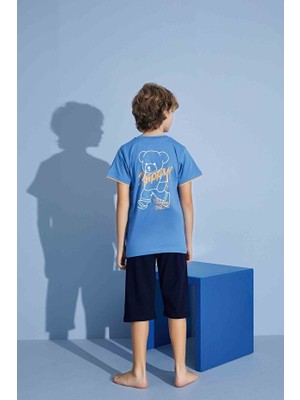 Tarık Erkek Çocuk T-Shirt Bermuda Alt Penye Süprem Bisiklet Yaka Orta Kalın Pijama TAKIMI-3930
