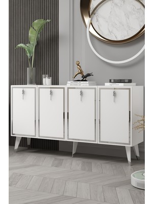 Cantek Dizayn 8219-32CT KB150 Konsol,tv Ünitesi Beyaz-Gümüş